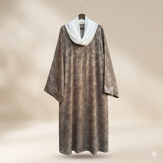 Earthy Bloom Abaya – Modern Modest Style