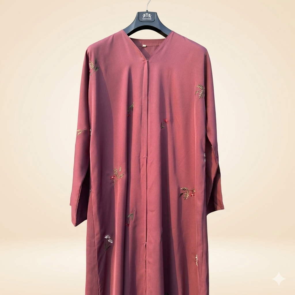 Rose Petal Grace Abaya Light Wine Color