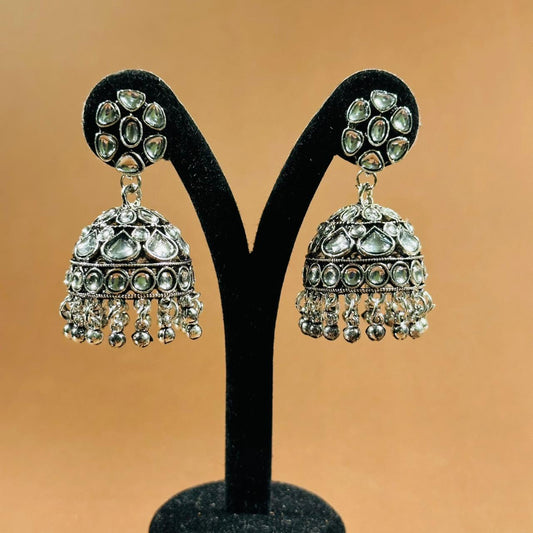 Graceful Silver Dome Jhumka
