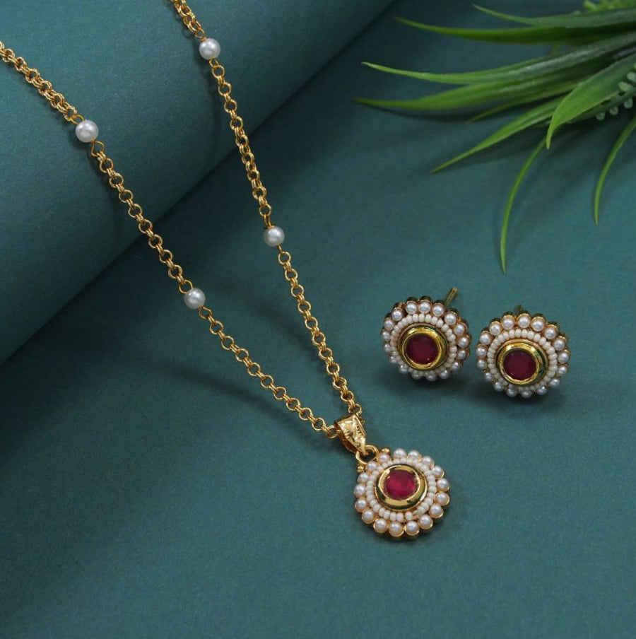 Gulnaar Ruby Pendant Set