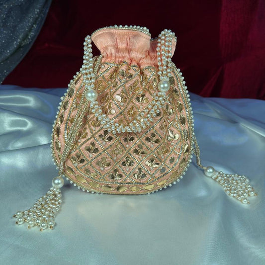 Bridal Potli Bag Tea-Pink