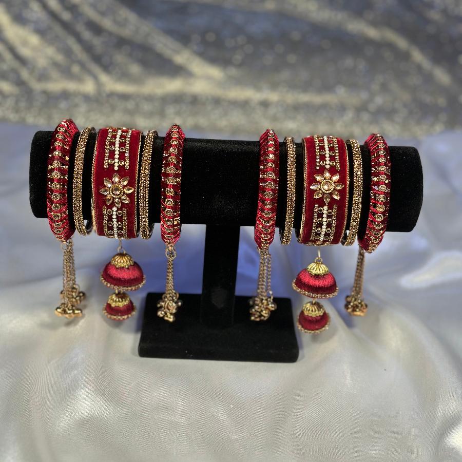 Bangles Handwork Embroidery Maroon Color