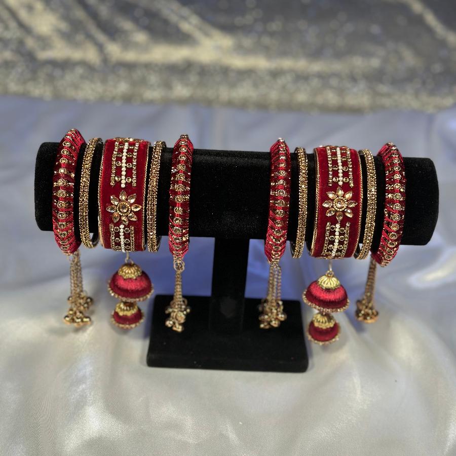 Bangles Handwork Embroidery Maroon Color