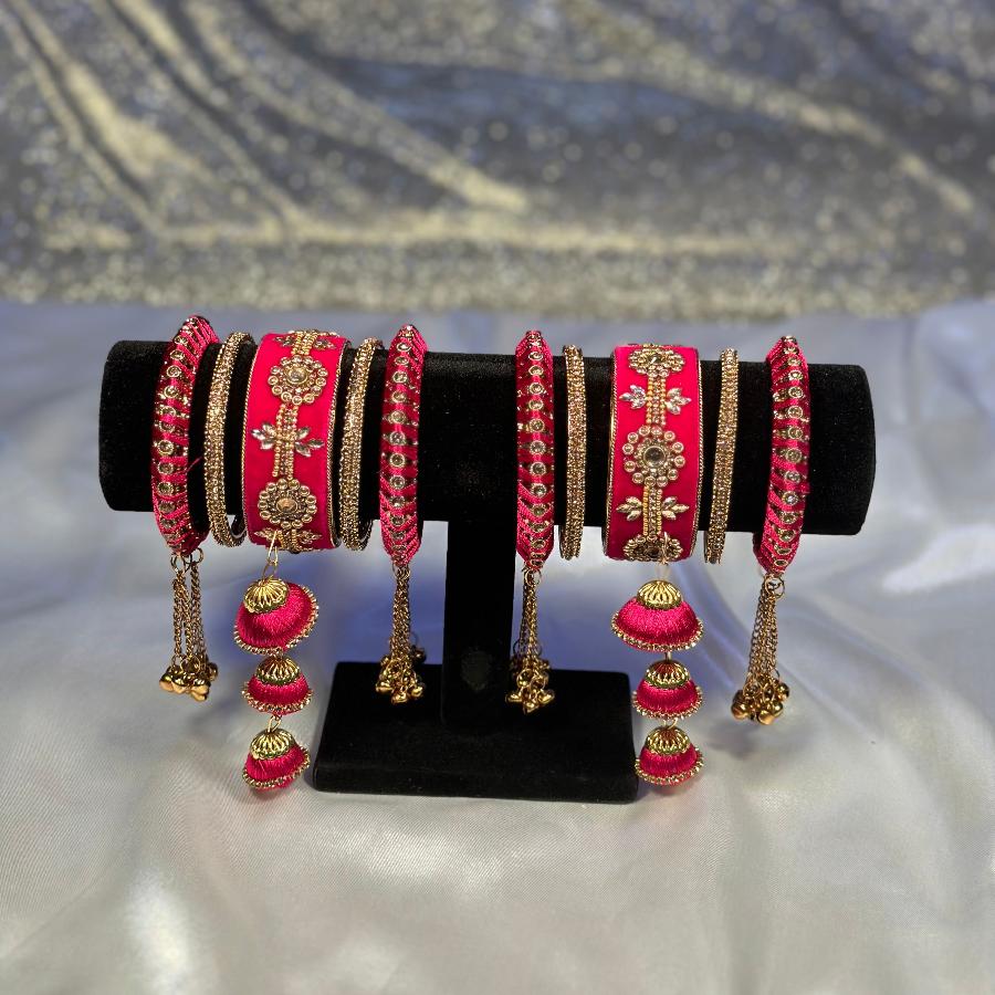 Bangles Hand Work Embroidery Pink color