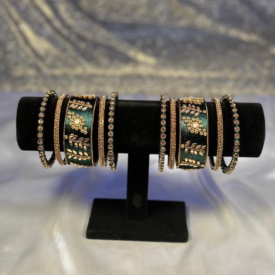 Bangles Handwork Embroidery Dark Green Color