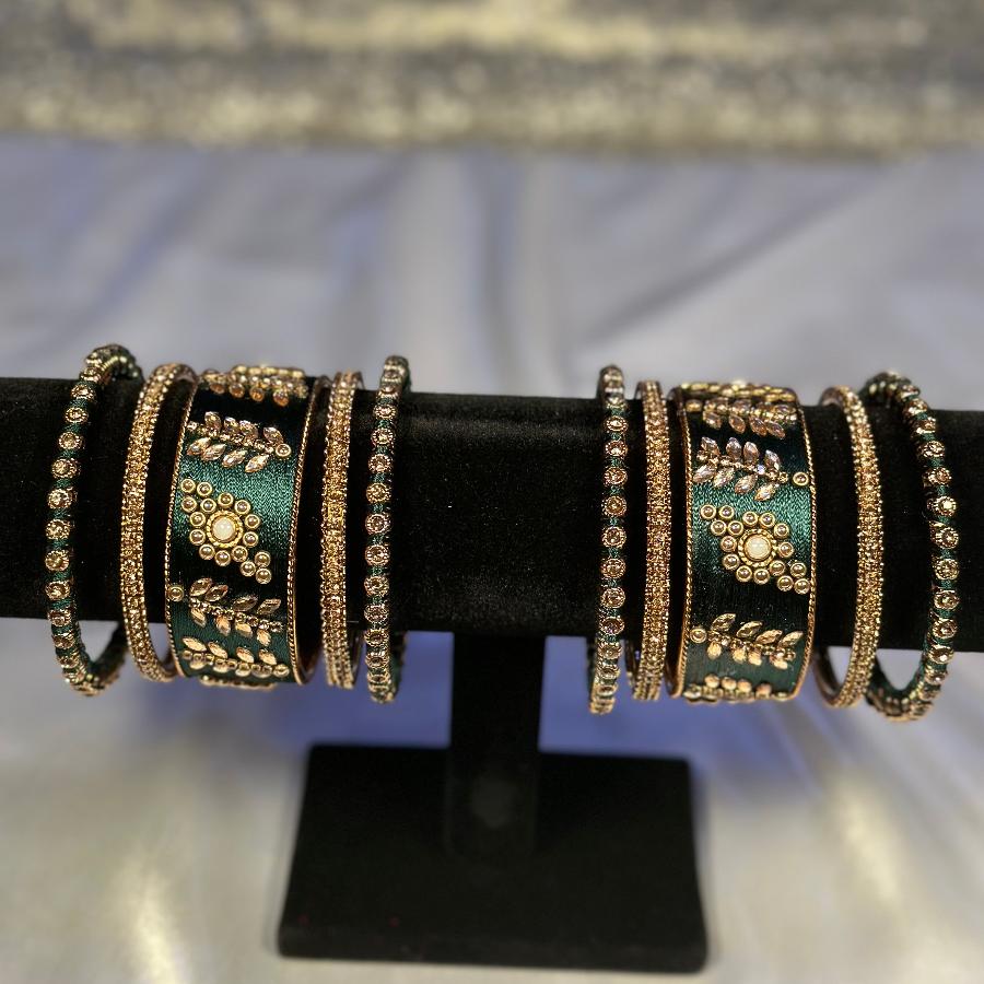 Bangles Handwork Embroidery Dark Green Color