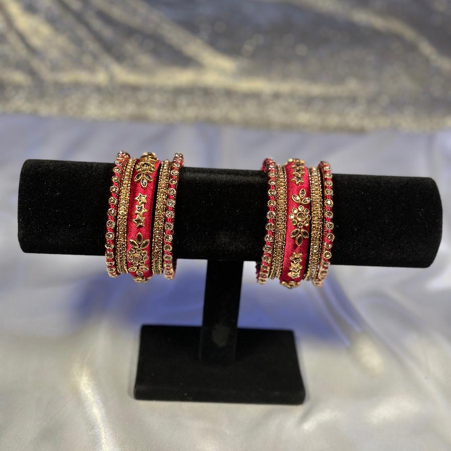 Bangles Hand Work Embroidery Maroon and Golden