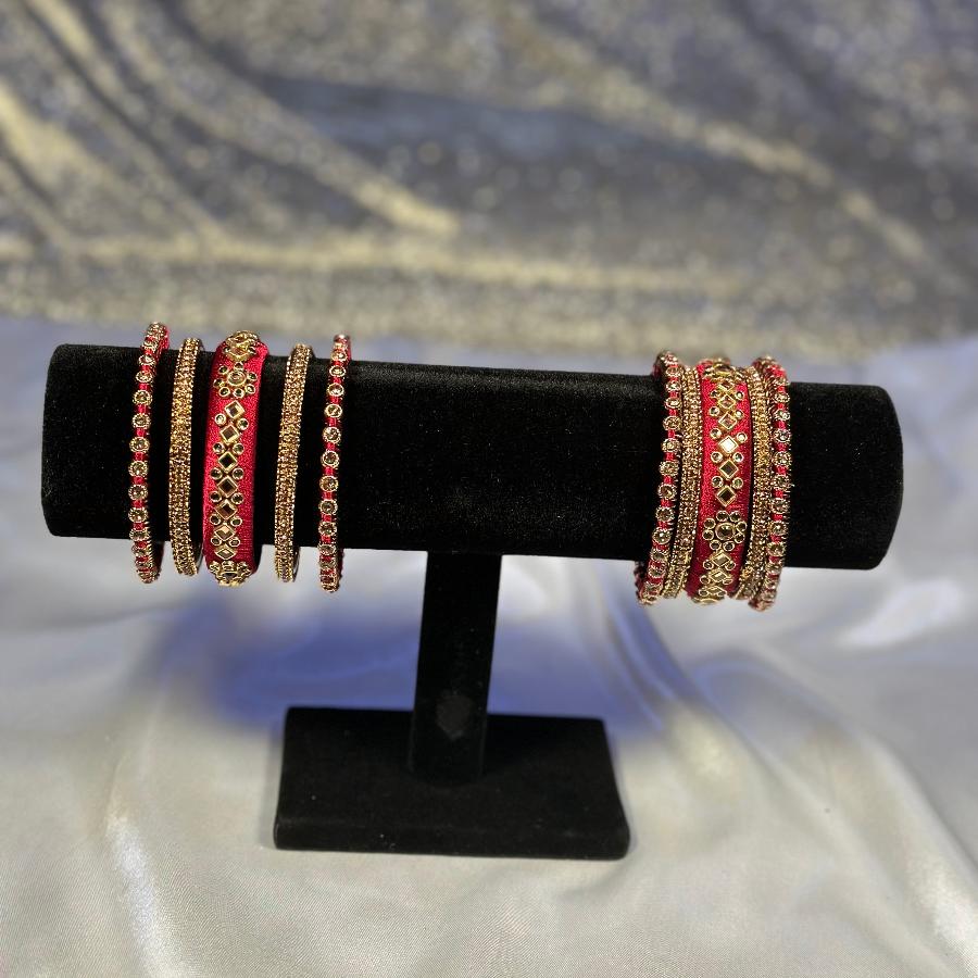 Bangles Hand Work Embroidery Maroon and Golden