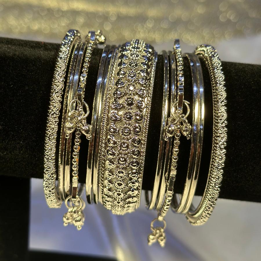 Metal Bangles Silver with Bells