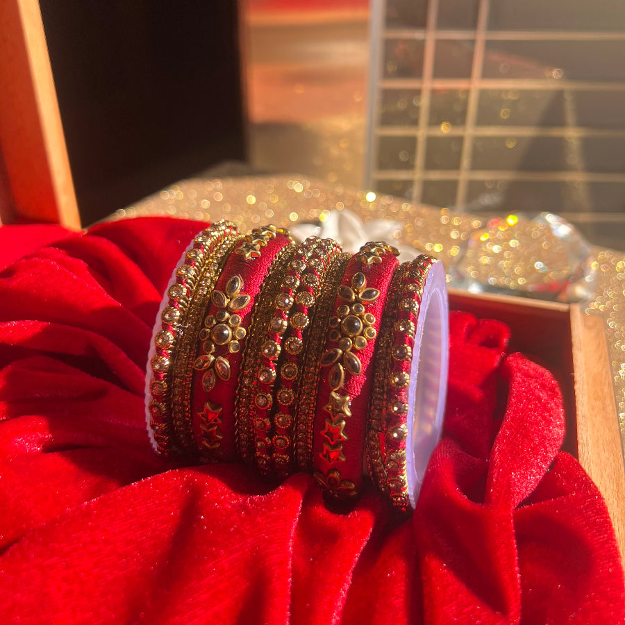 Bangles Handwork Embroidery Kundan Studded Maroon Color