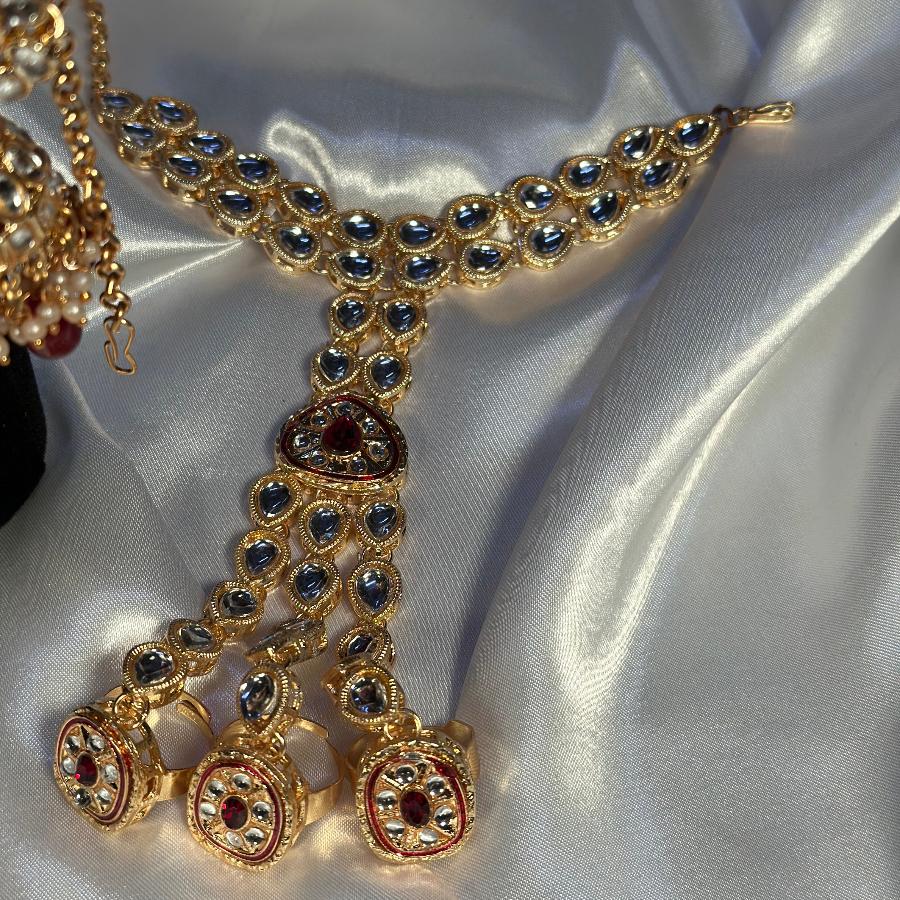 Heavy Kundan Bridal jewellery Set Cherry Red