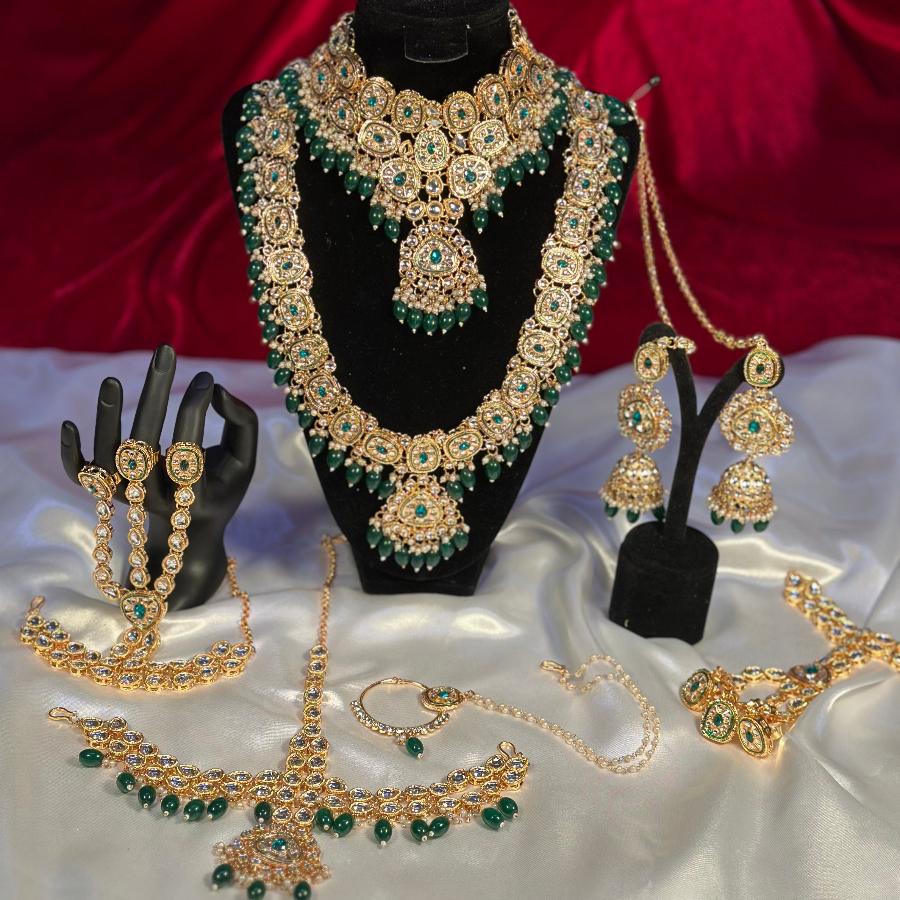 Heavy Kundan Bridal Jewellery Set Dark Green