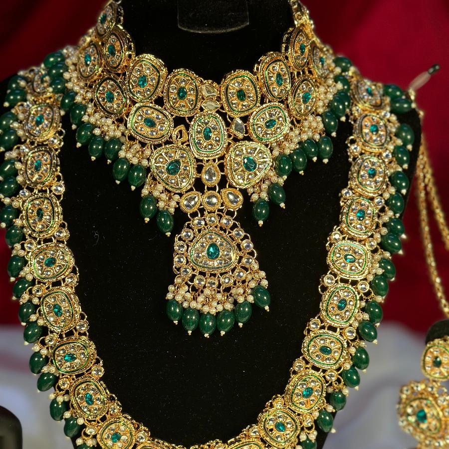 Heavy Kundan Bridal Jewellery Set Dark Green