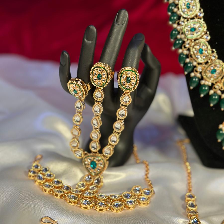 Heavy Kundan Bridal Jewellery Set Dark Green