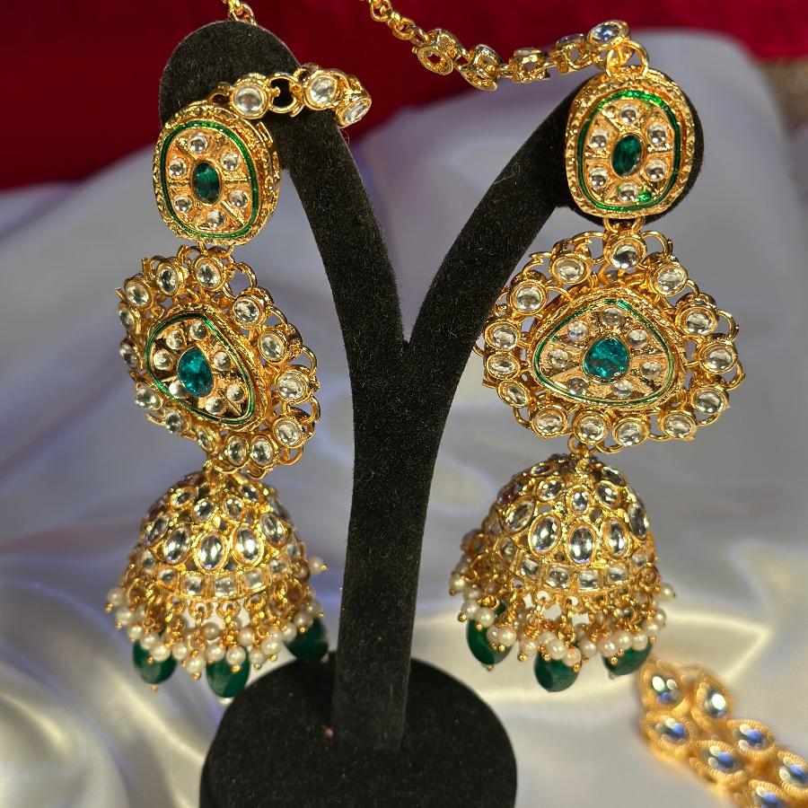 Heavy Kundan Bridal Jewellery Set Dark Green