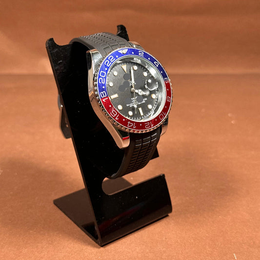Luxury Oyster Style Men’s Watch – Black Dial with Pepsi Bezel