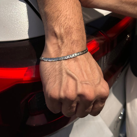Men's Silver Bean Chain Bracelet