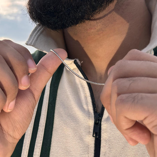 Men's Silver Snake Round Chain Necklace