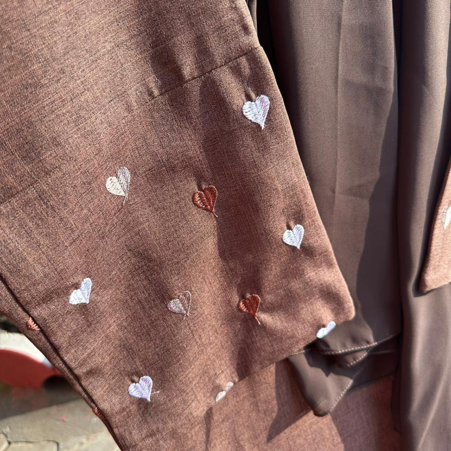 Mocha Heart Abaya – Effortless Grace in Brown
