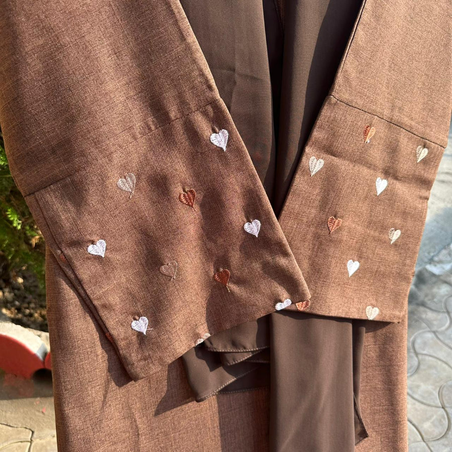 Mocha Heart Abaya – Effortless Grace in Brown