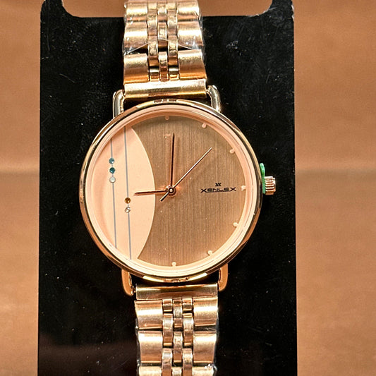 Original Xenlex for Women Watch in Dual tone also strap color is golden