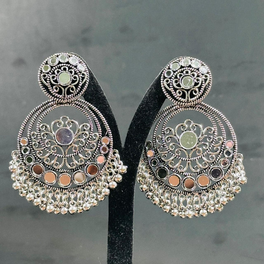 Silver Mirror Glow Jhumka