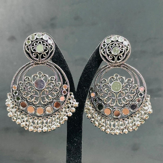 Silver Mirror Glow Jhumka