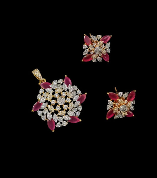 Royal Ruby-Zirconia Pendant Set