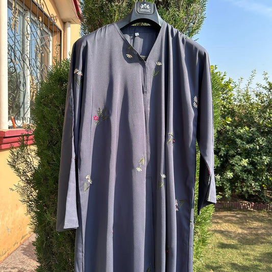 Rose Petal Grace Abaya Lavender Grey