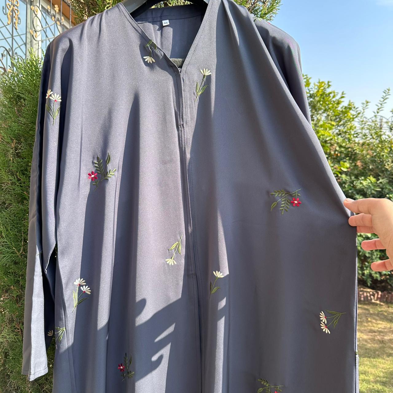 Rose Petal Grace Abaya Lavender Grey