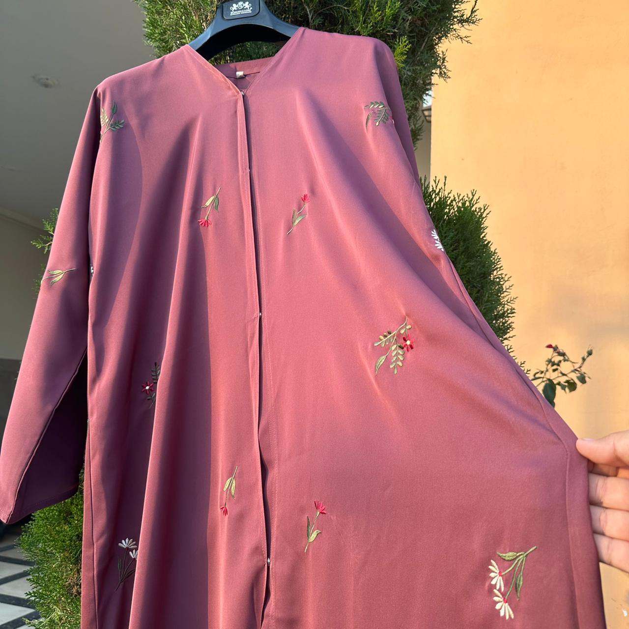 Rose Petal Grace Abaya Light Wine Color