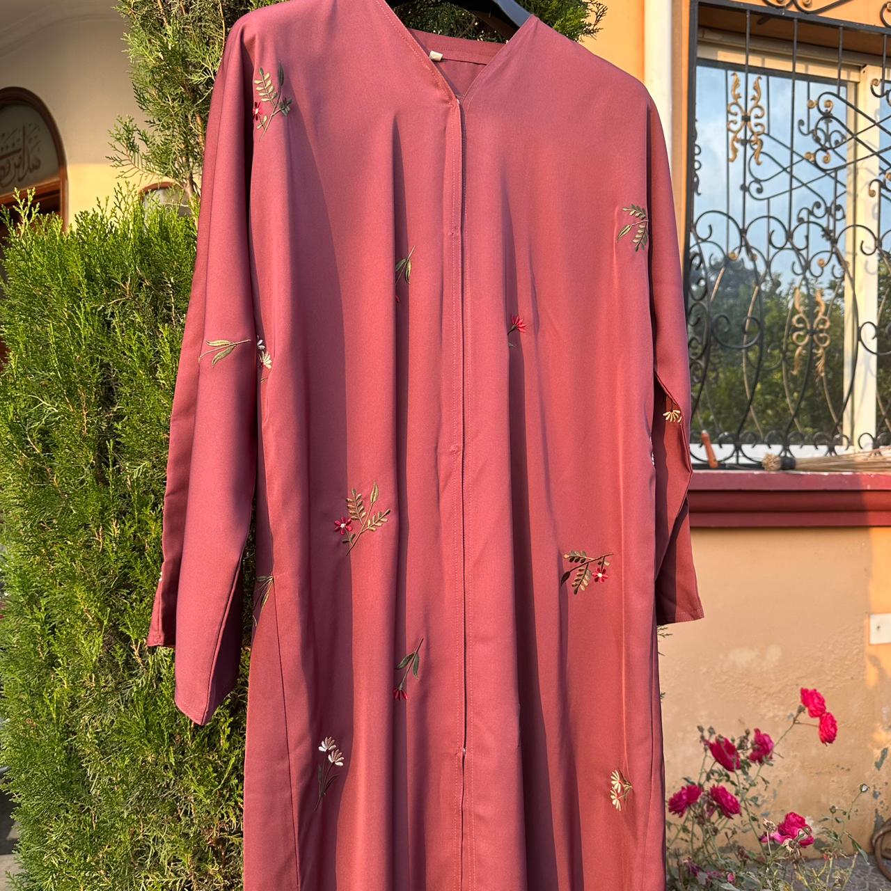 Rose Petal Grace Abaya Light Wine Color