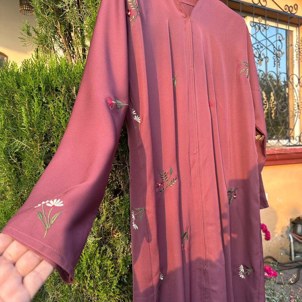 Rose Petal Grace Abaya Light Wine Color