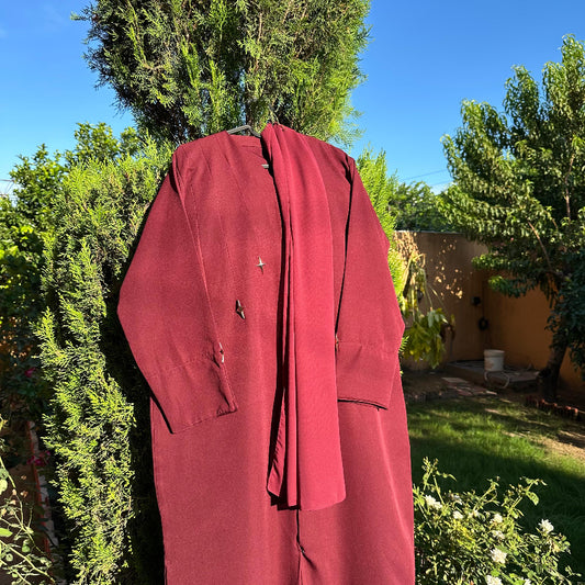 Women’s Modest Wear – Maroon Abaya with Scarf Included